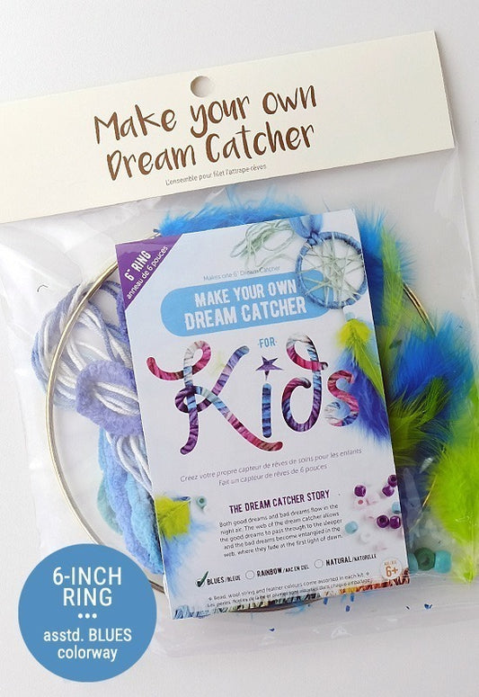 Make your Own Kids Dream Catcher Kit - Assorted Blue 6”