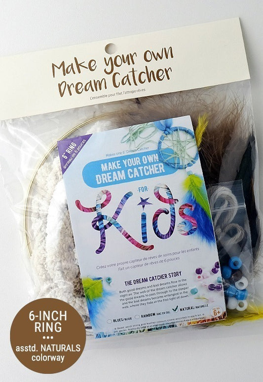 Make your Own Kids Dream Catcher Kit - Natural 6”