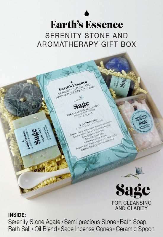 Serenity Stone & Aromatherapy Gift Box - Sage