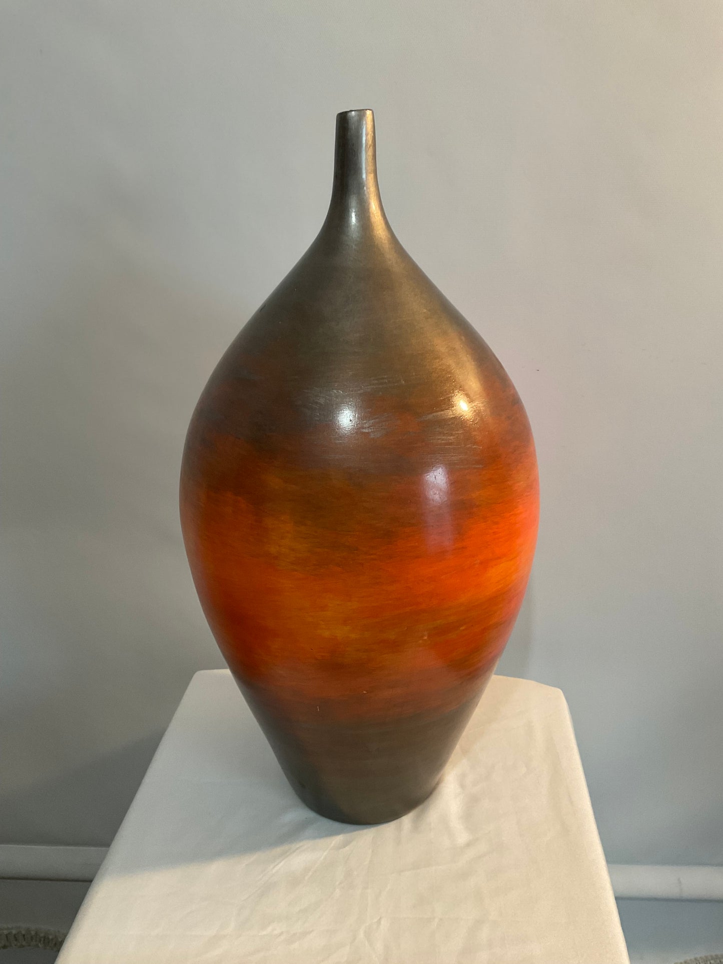 Orange and Brown Clay Vase