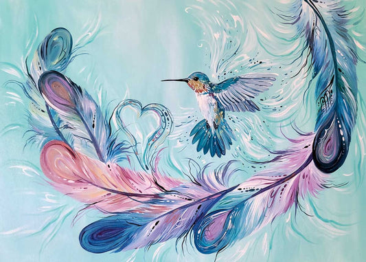 Hummingbird Feathers Art Card - Artist Carla Joseph