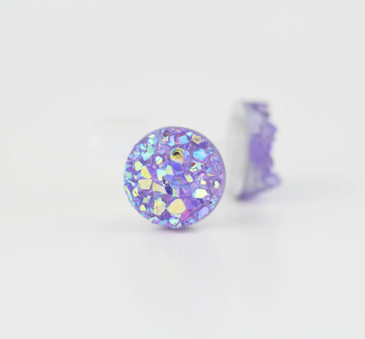 Druzy Geodes Earrings - Lilac Ice