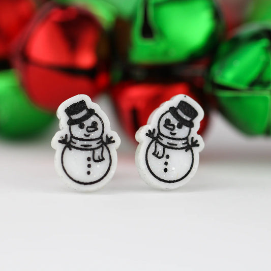 Sparkly Snowman Earrings