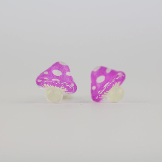 Mushroom Earrings - Purple