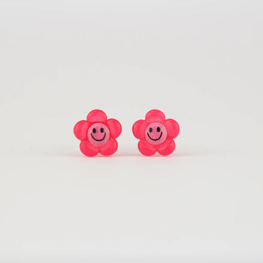 Happy Flowers Earrings - Hot Pink