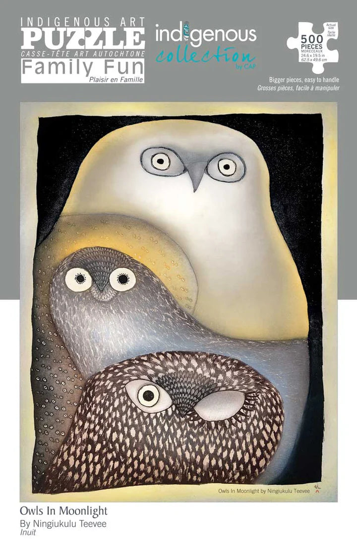 Owls in The Moonlight Puzzle - Artist Ningiukulu Teevee