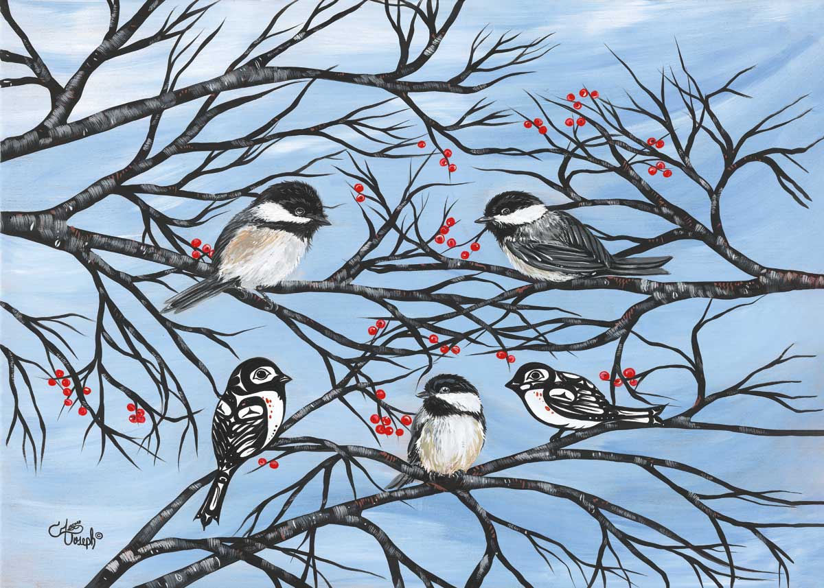 Chickadees Art Card - Artist Carla Joseph