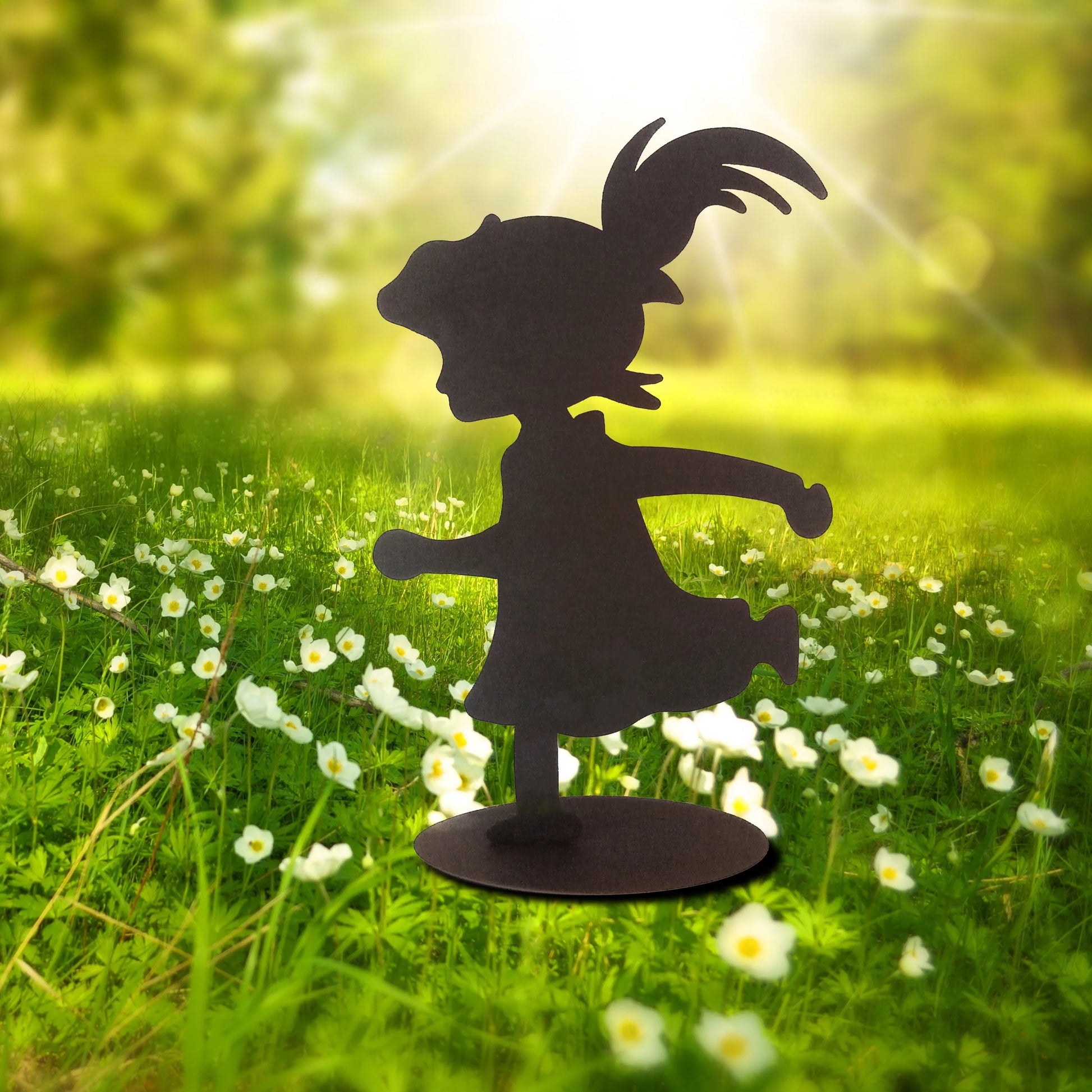 Girl at play metal garden decor
