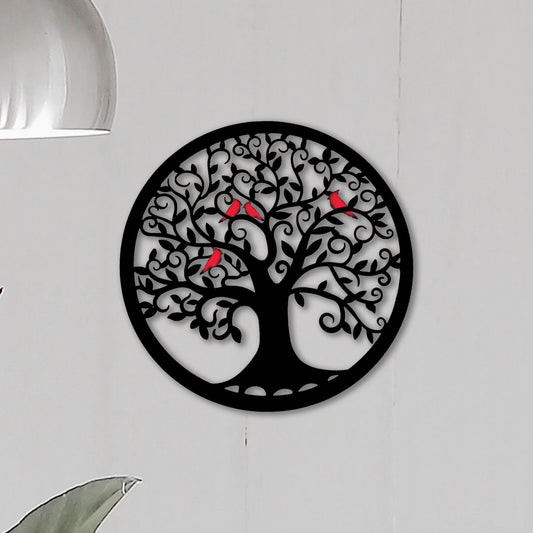 Metal tree of life wall decor with cardinals