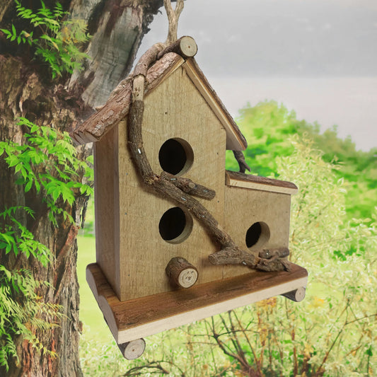 3 Hole Wooden Birdhouse