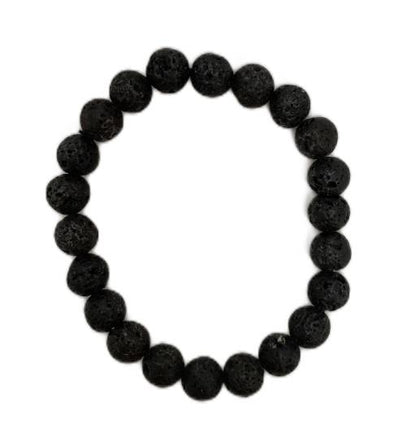 Black beaded bracelet on a white background
