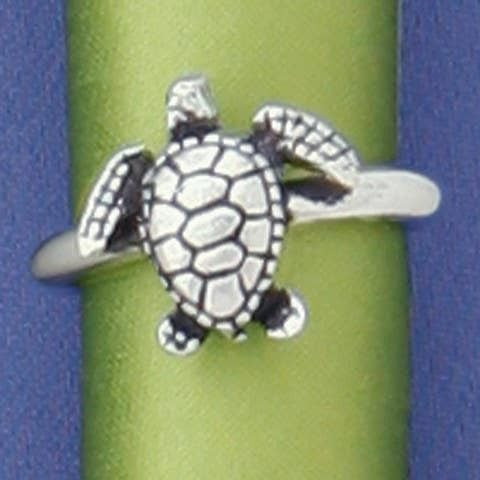 Pewter turtle charm ring