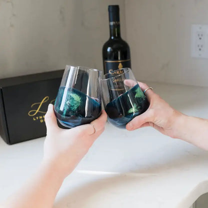 15 oz Wine Glasses – Handcrafted Functional Art (Set of 2)