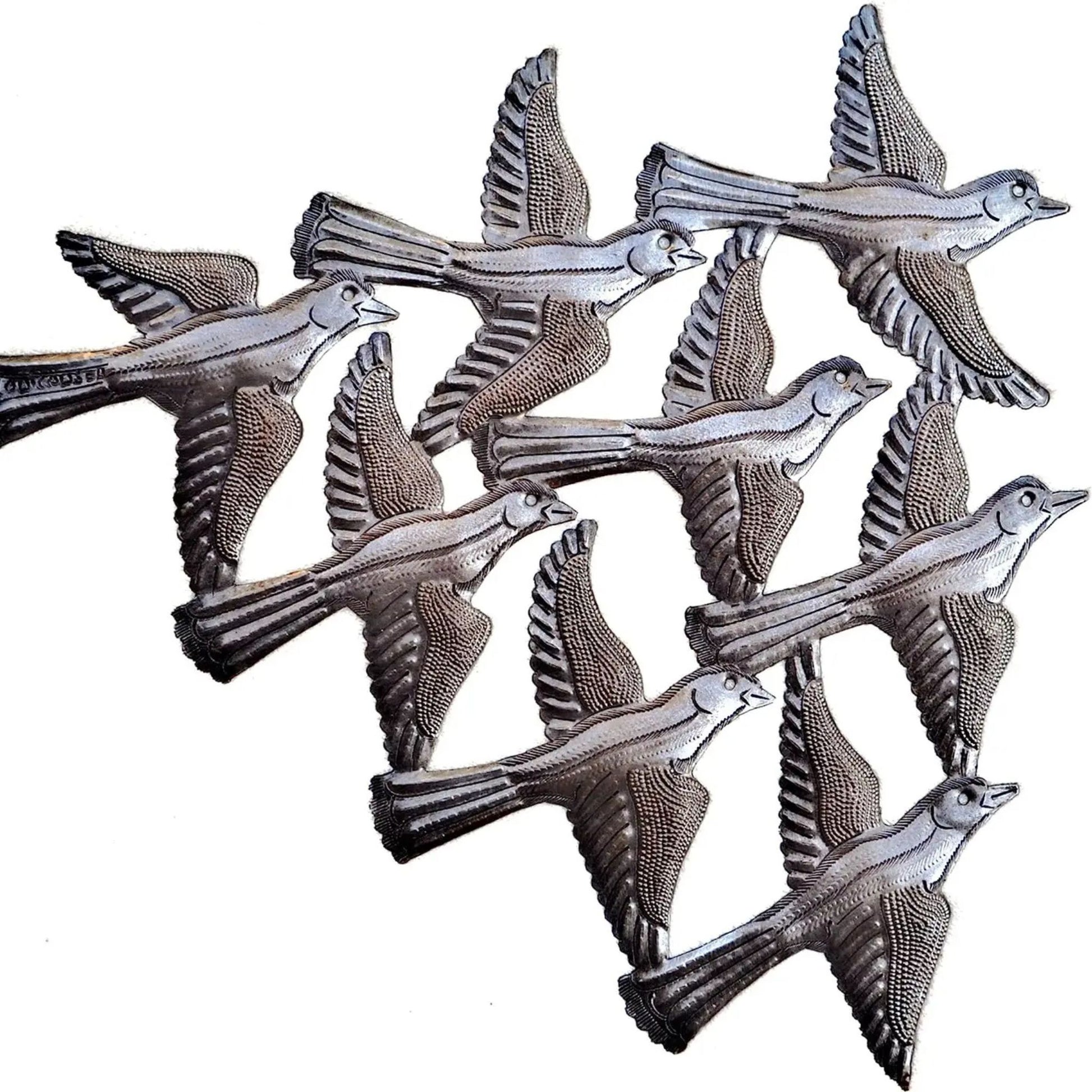 Flock of birds Haitian metal wall decor