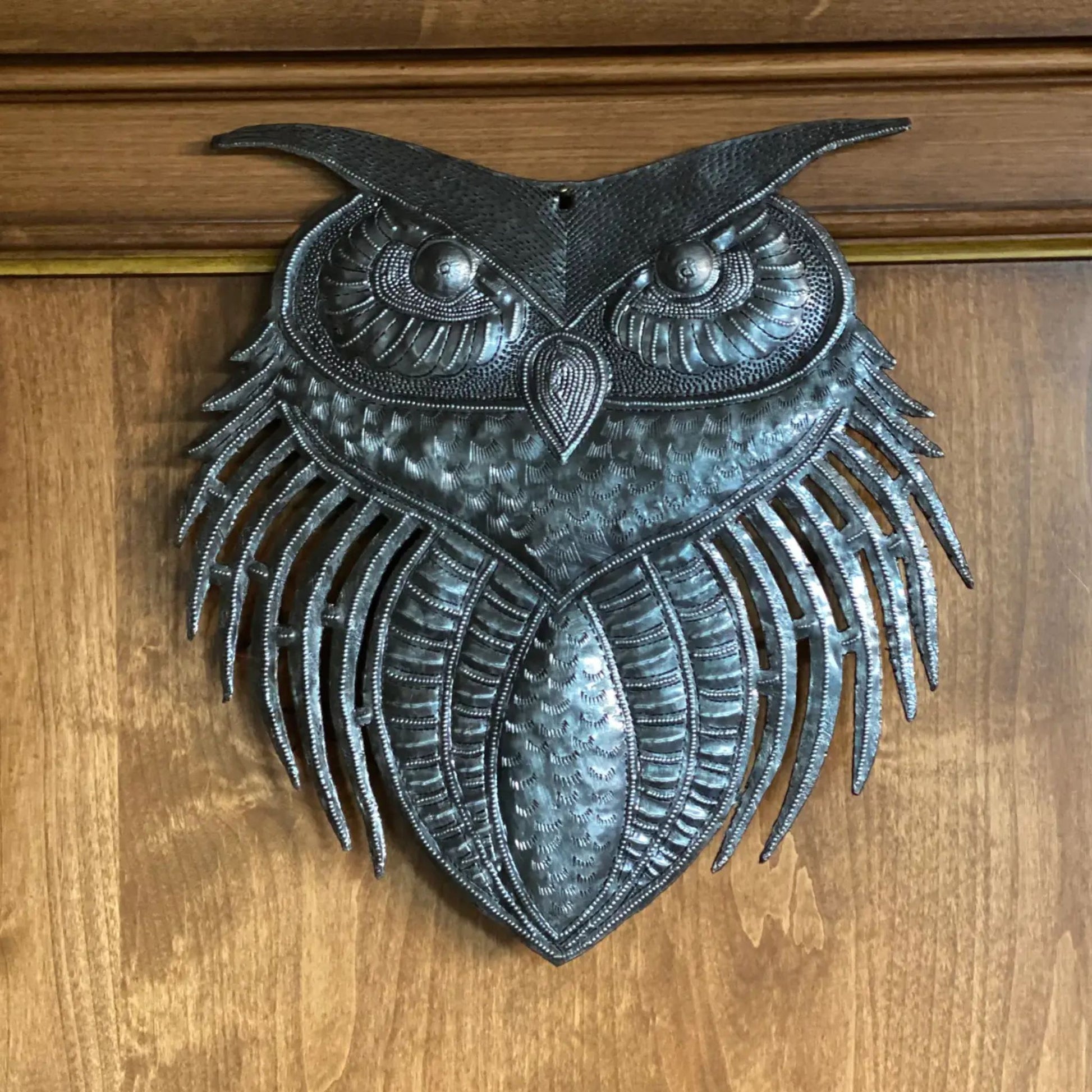 Haitian metal owl wall decor
