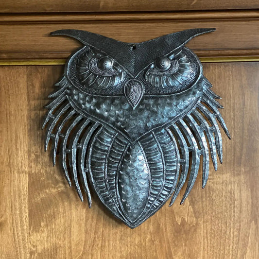 Haitian metal owl wall decor