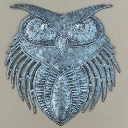 Haitian metal owl wall decor