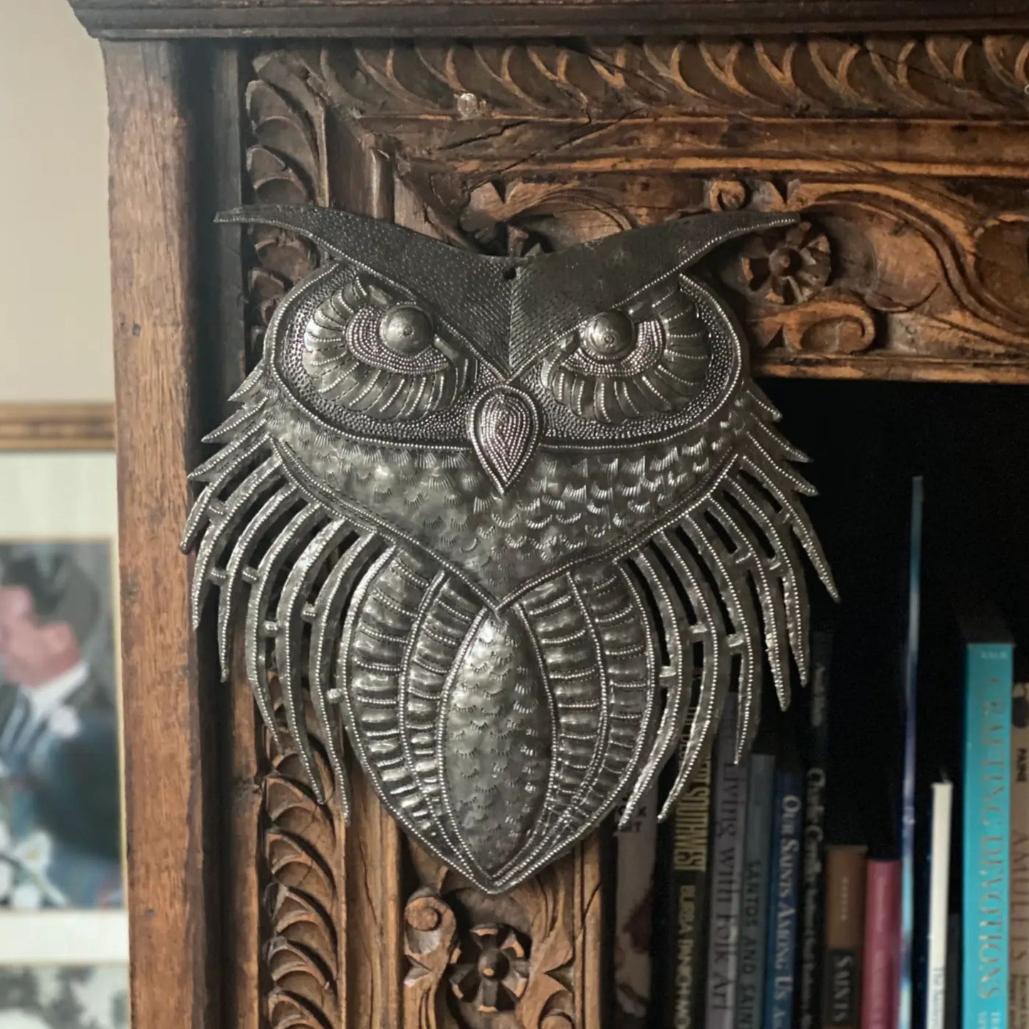 Haitian metal owl wall decor