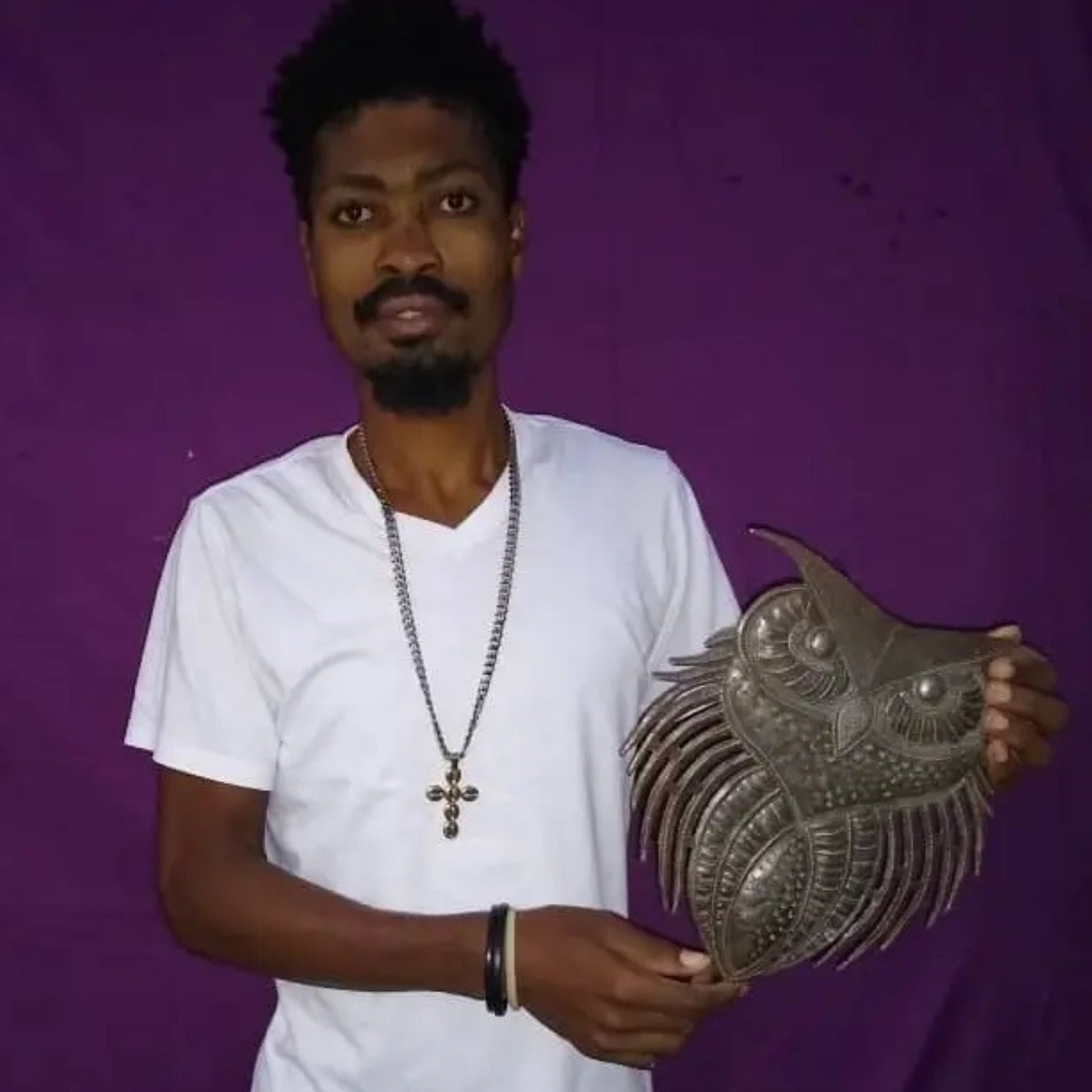 Haitian metal owl wall decor