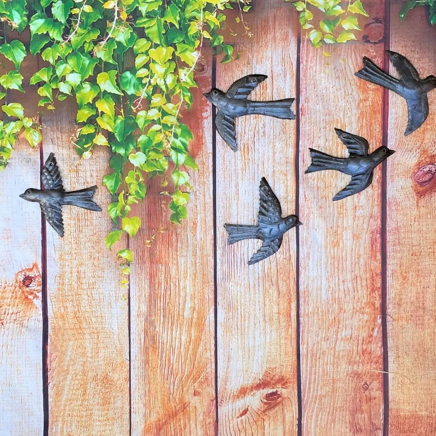 Haitian metal birds wall decor