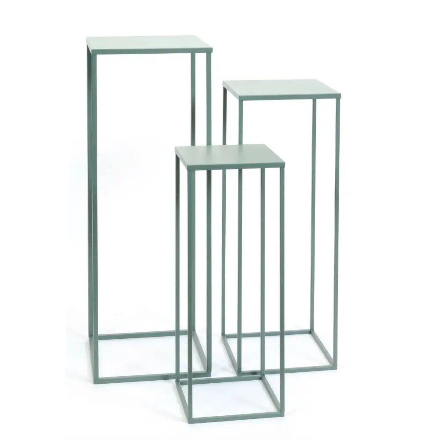 Green metal plant stands