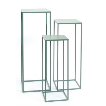 Green metal plant stands