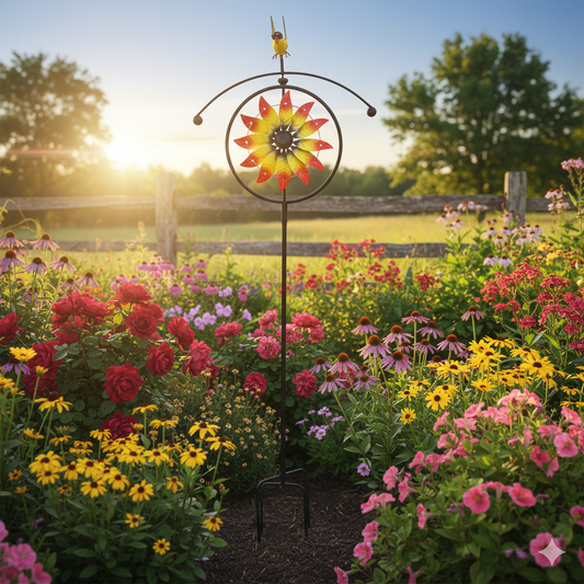 Hummingbird Wind spinner garden stake