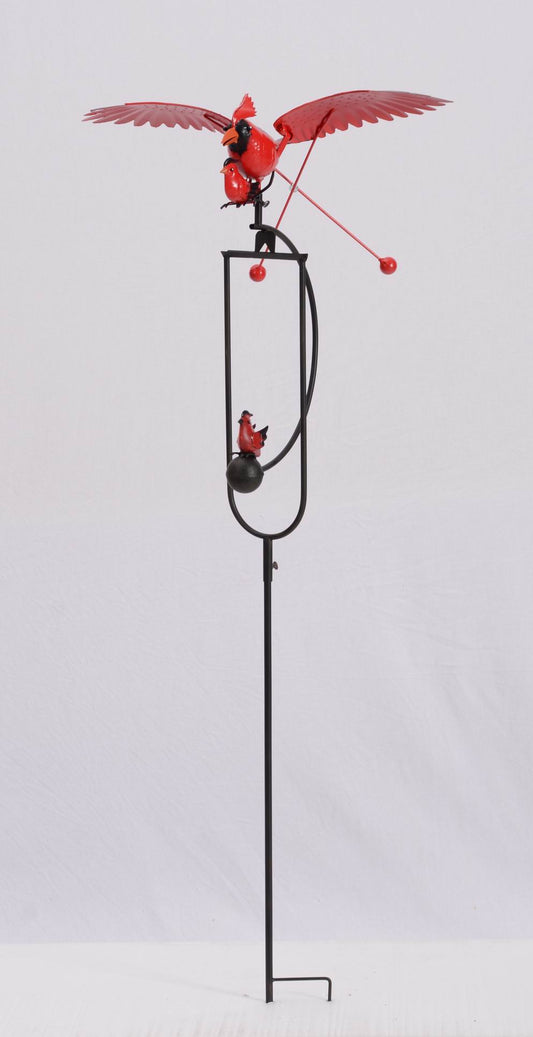 Metal rocking cardinal garden stake