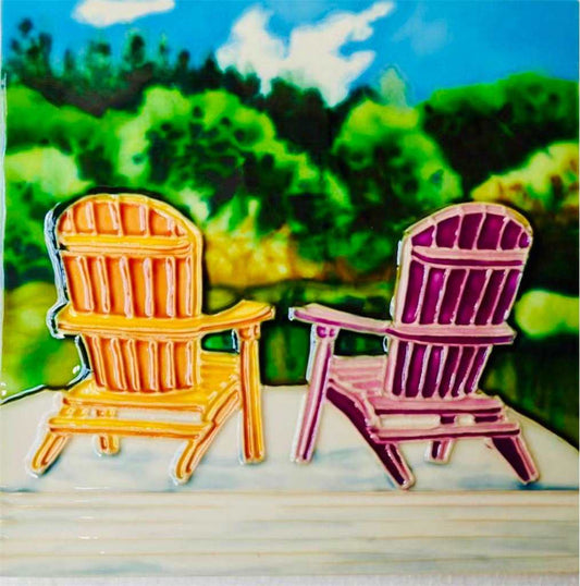 Cottage life hand painted ceramic tile