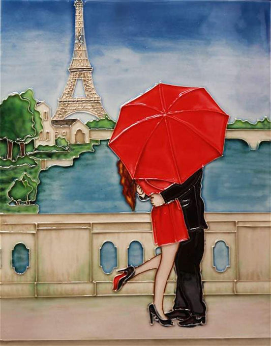 Parisian Kiss ceramic art tile