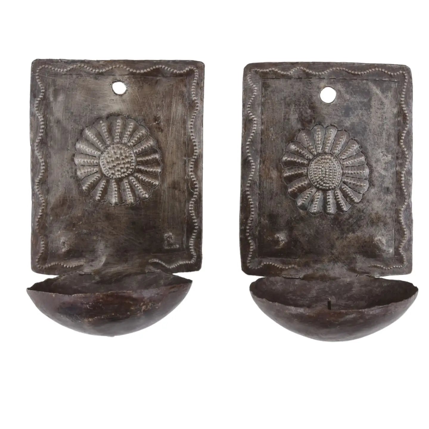 Haitian metal candle holders