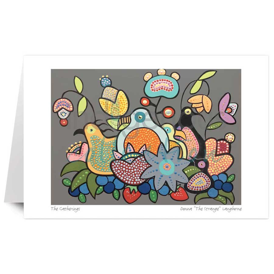 The gatherings matted and framed art card