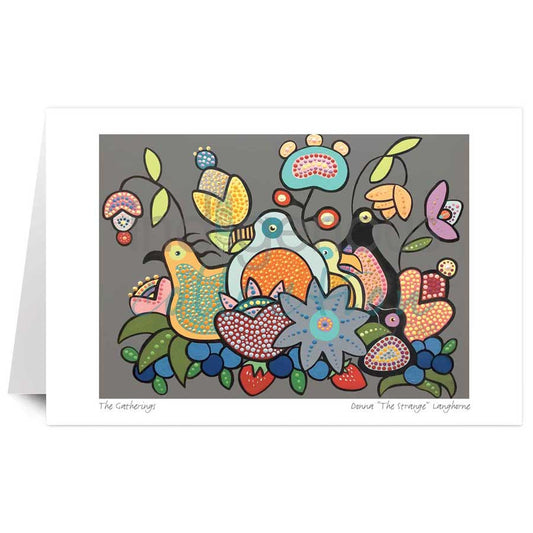 The gatherings matted and framed art card