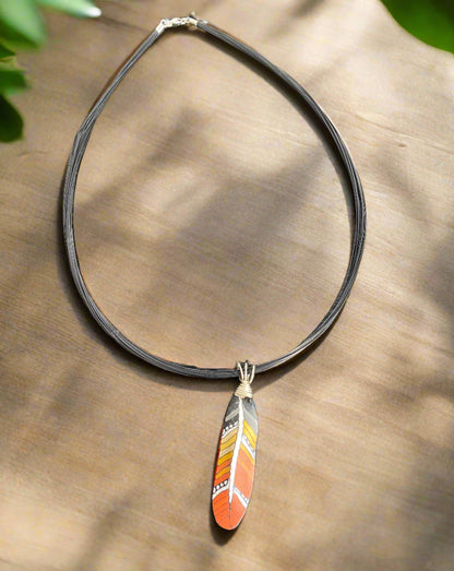 Feather Necklace - Terracotta