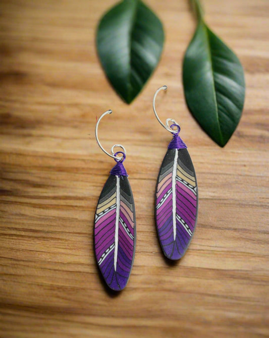 Feather Earrings - Violet