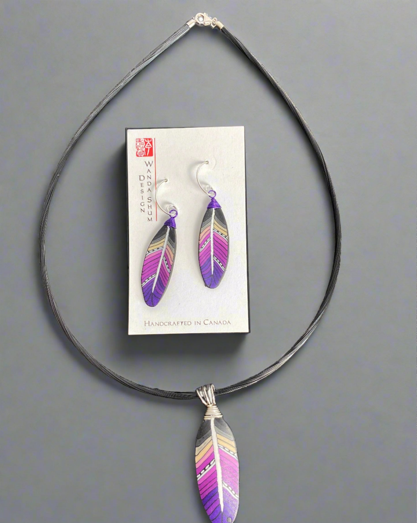 Feather Earrings - Violet