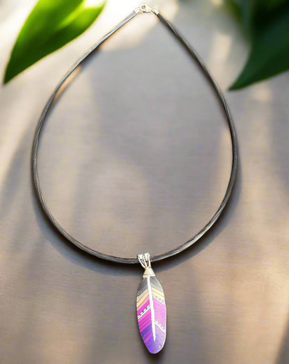 Feather Necklace - Violet