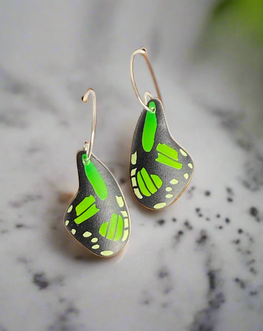Butterfly Wing Earrings - Green