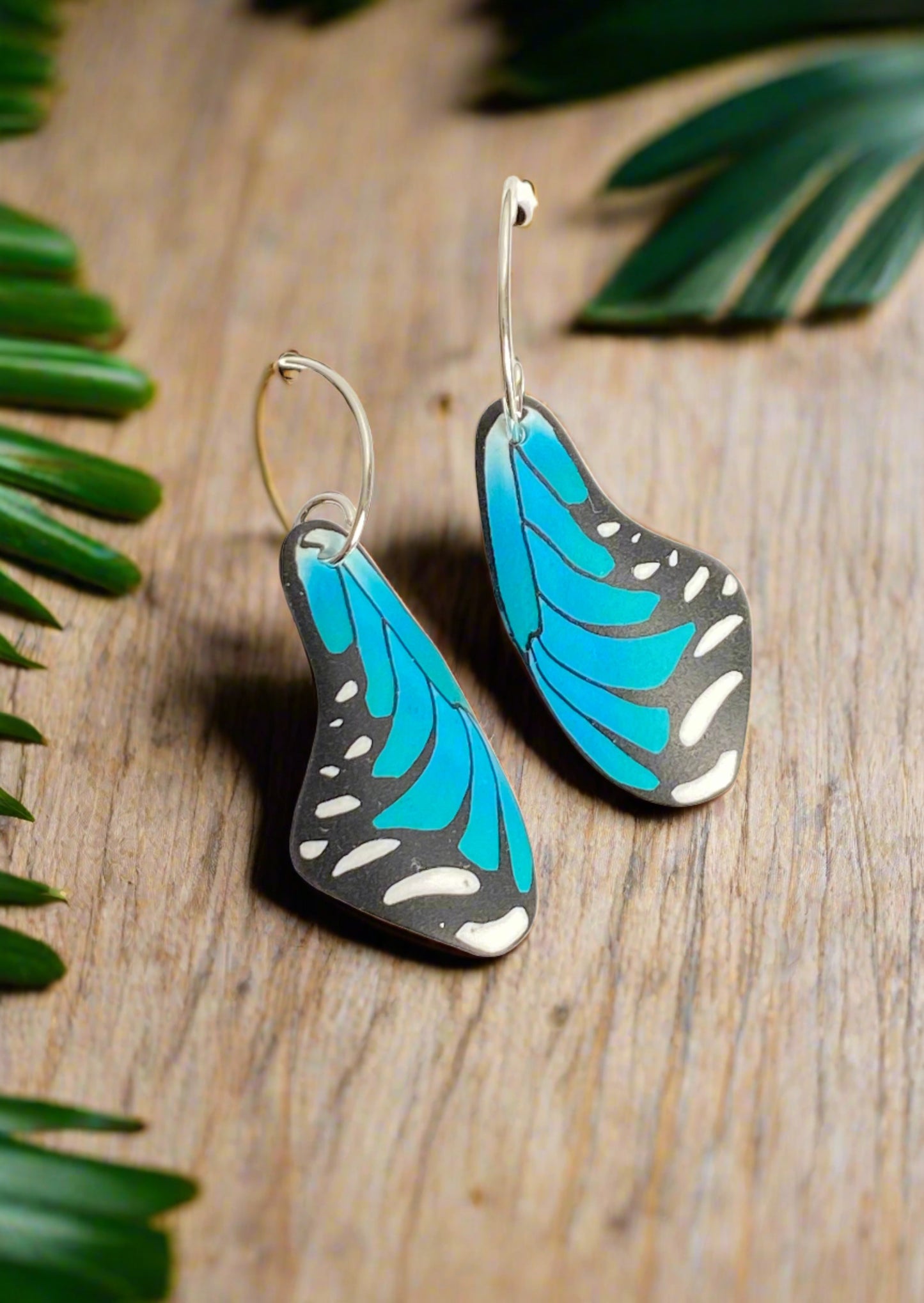 Butterfly Wing Earrings - Aqua