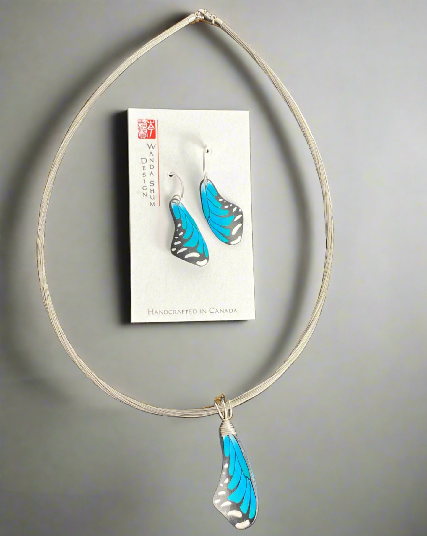 Butterfly Wing Necklace - Aqua