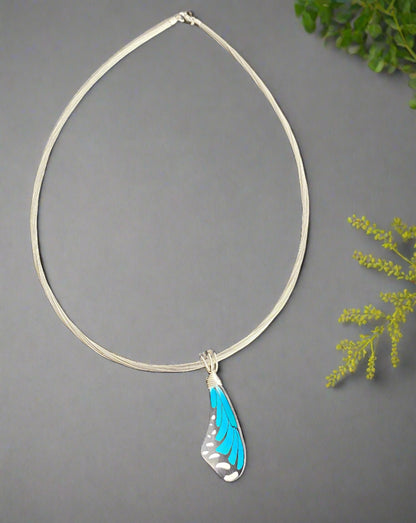 Butterfly Wing Necklace - Aqua