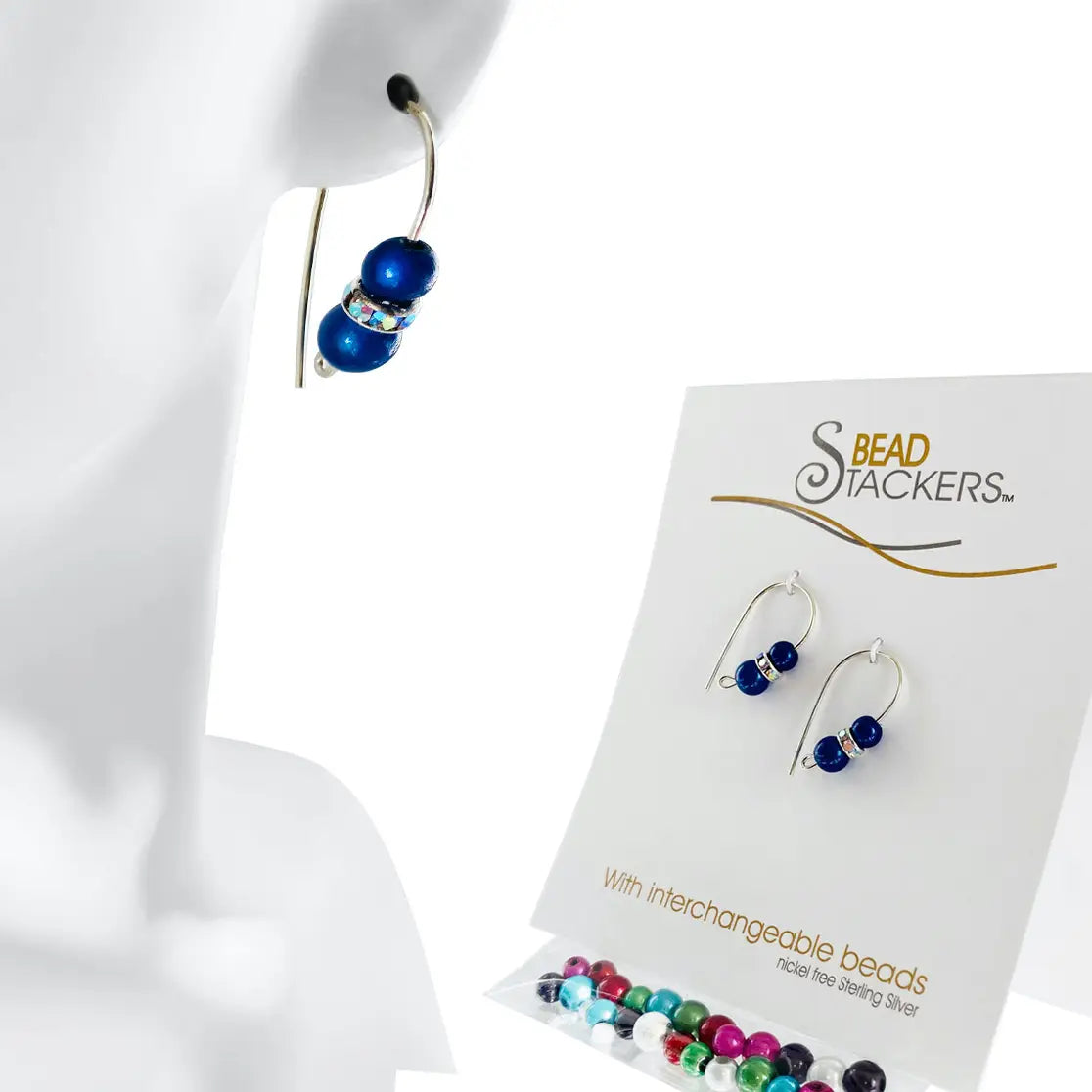 Bead stacker earrings made in Canada