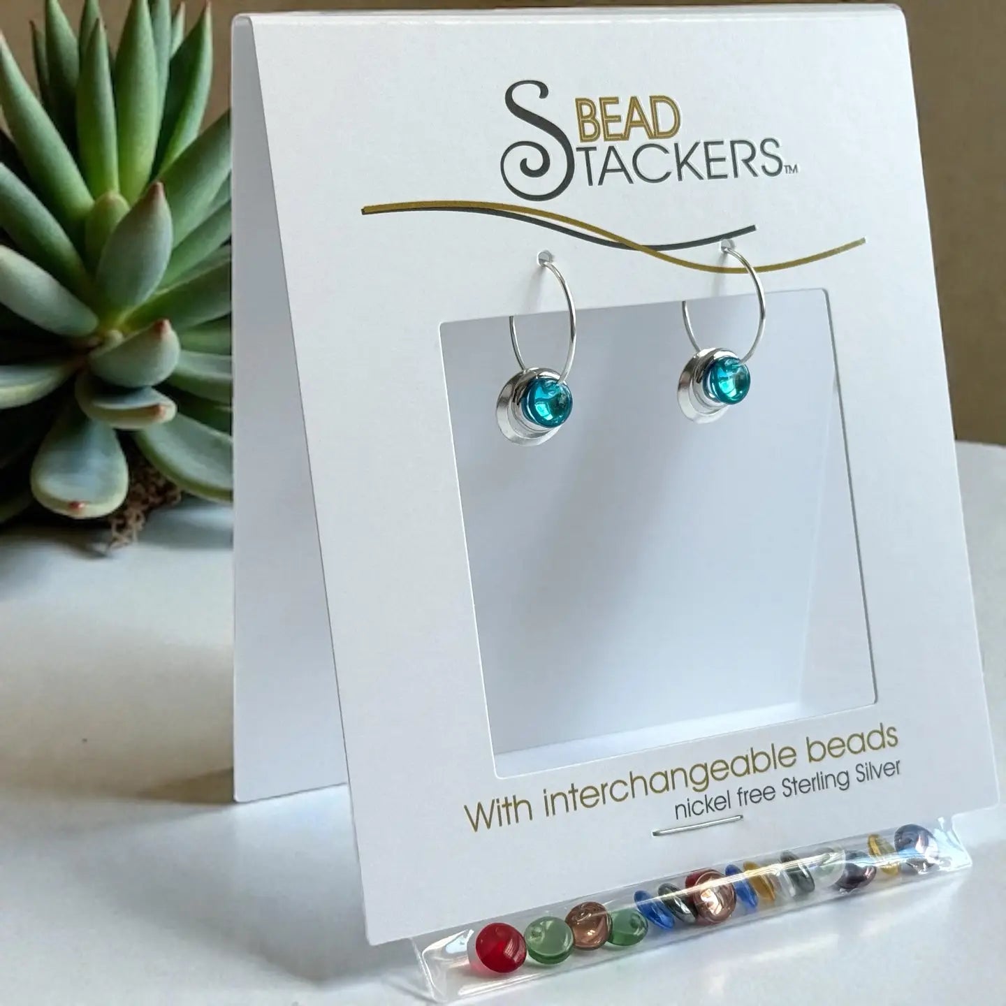 Bead stacker earrings made in Canada