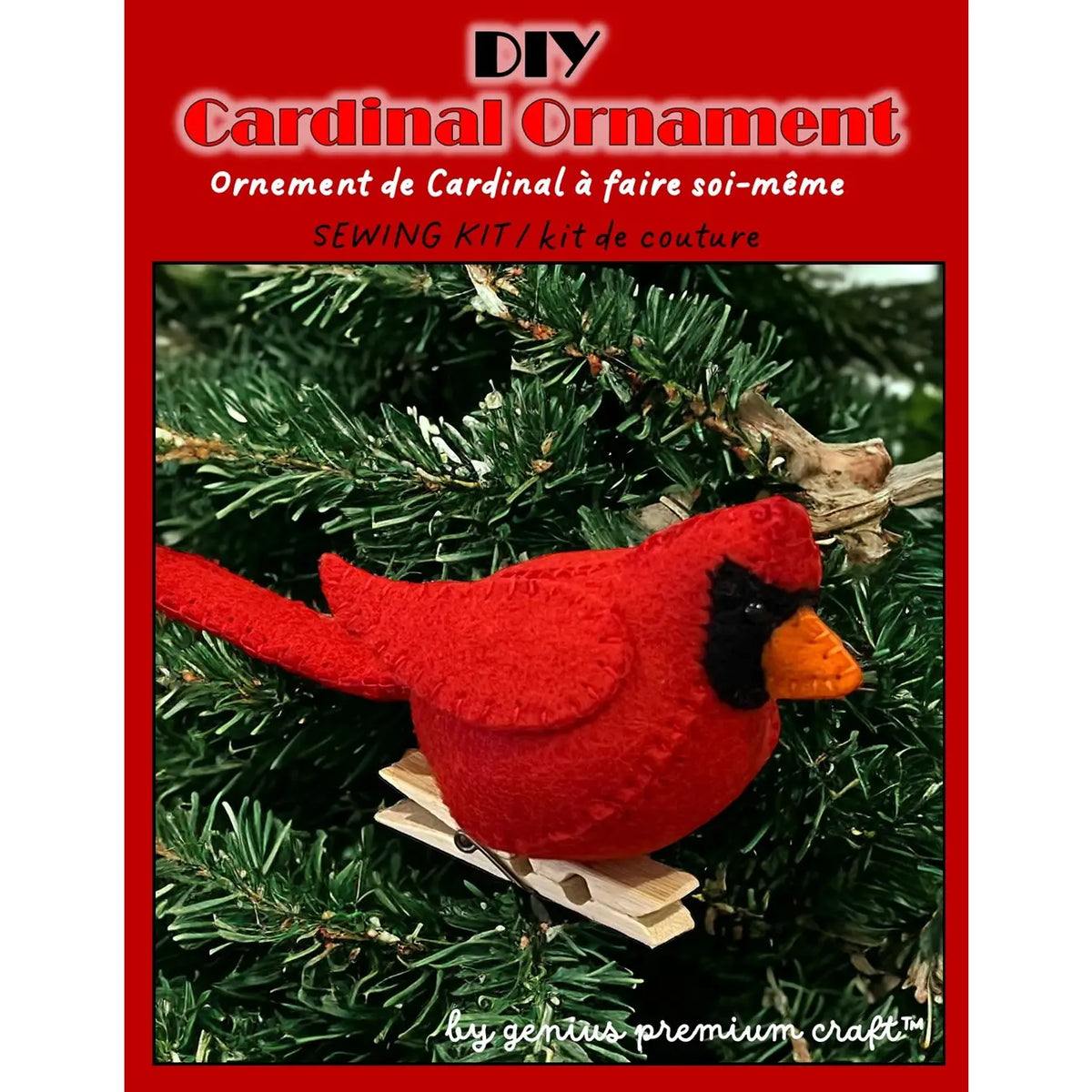 Felt cardinal sewing kit