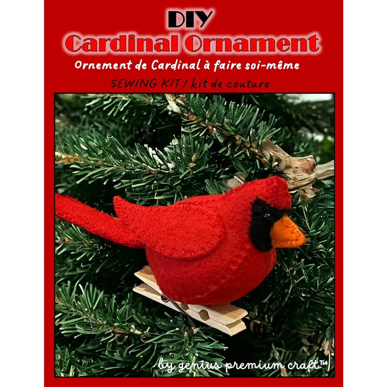Felt cardinal sewing kit