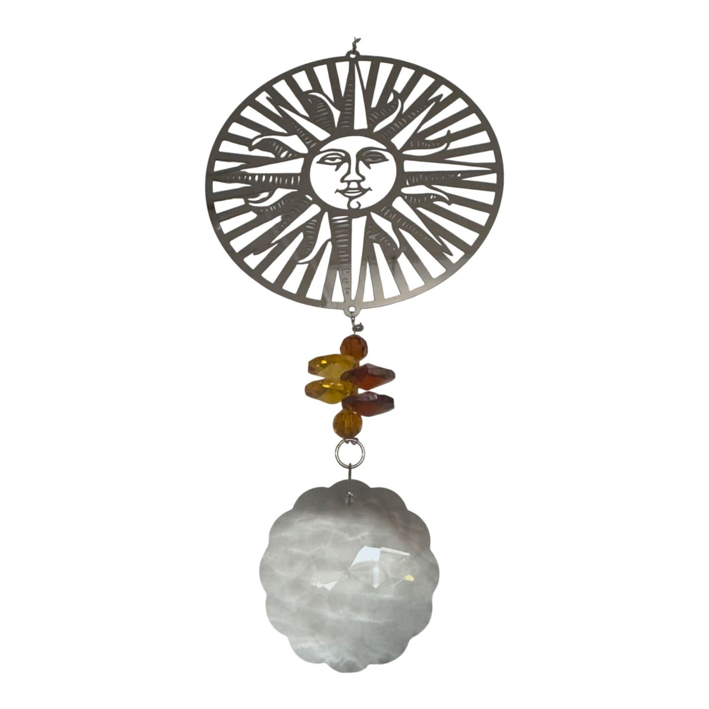 ZenN Stainless Steel Sun Face Crystal Sundrop