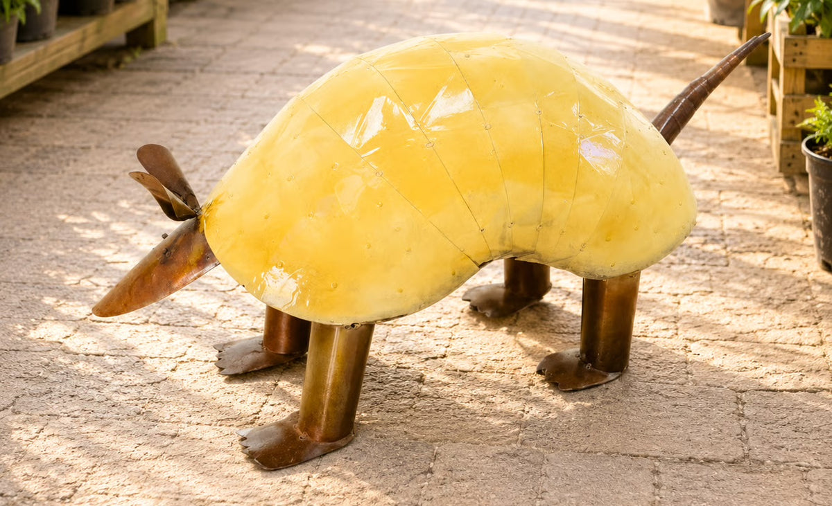 White Armadillo  38" Long - Made in Mexico From Recycled Metal