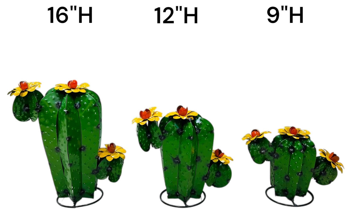 Cactus with Flowers - Made in Mexico From Recycled Metal