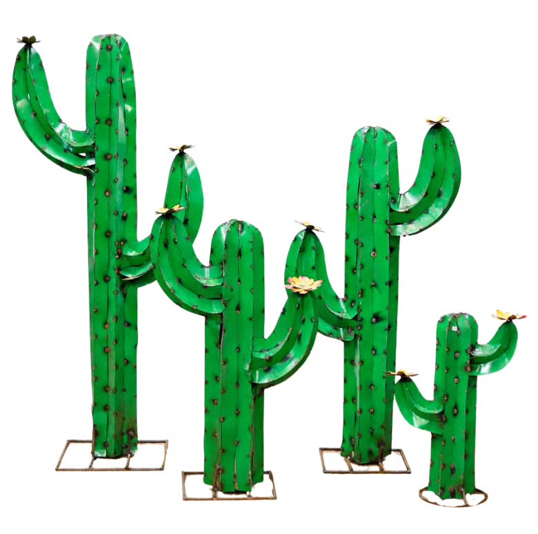 Green Saguaro Cactus Available in 4 Sizes - Made in Mexico from Recycled Metal
