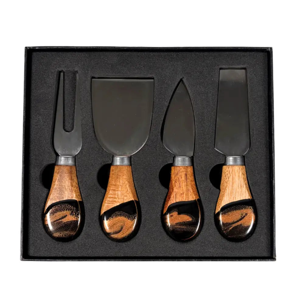  Black Ember Resin coated cheese knife set